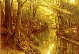Stream Canvas Paintings - A Woodland Stream
